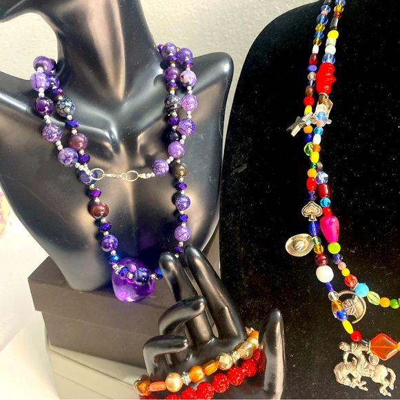 Lot Southwest Style Art Glass Bead Multicolor Necklaces - Picture 6 of 13